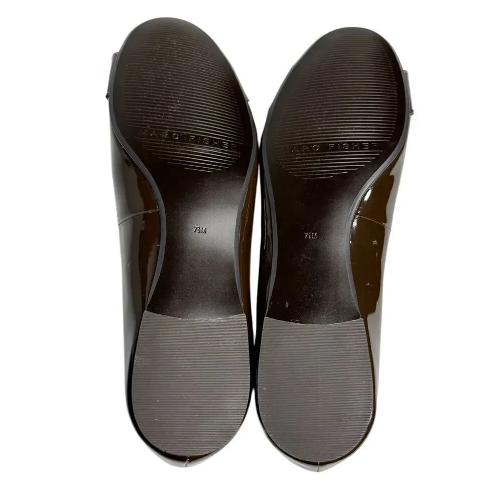 Marc Fisher brown patent leather Belinda ballet flats size 7.5